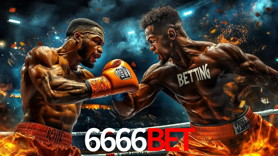 Dois boxeadores em uma luta intensa e explosiva, representando a adrenalina e as oportunidades de apostas em esportes de combate disponíveis na plataforma 6666bet.