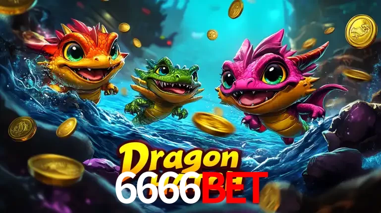 Arte promocional do jogo Dragon Hatch com três adoráveis dragões bebês nadando entre moedas de ouro, um dos slots mais divertidos para jogar no cassino 6666bet.