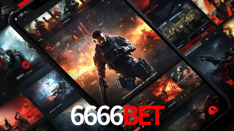 Tela de um celular exibindo uma galeria de jogos de tiro com temática militar, mostrando a variedade de e-sports disponíveis para apostas na plataforma de entretenimento 6666bet.