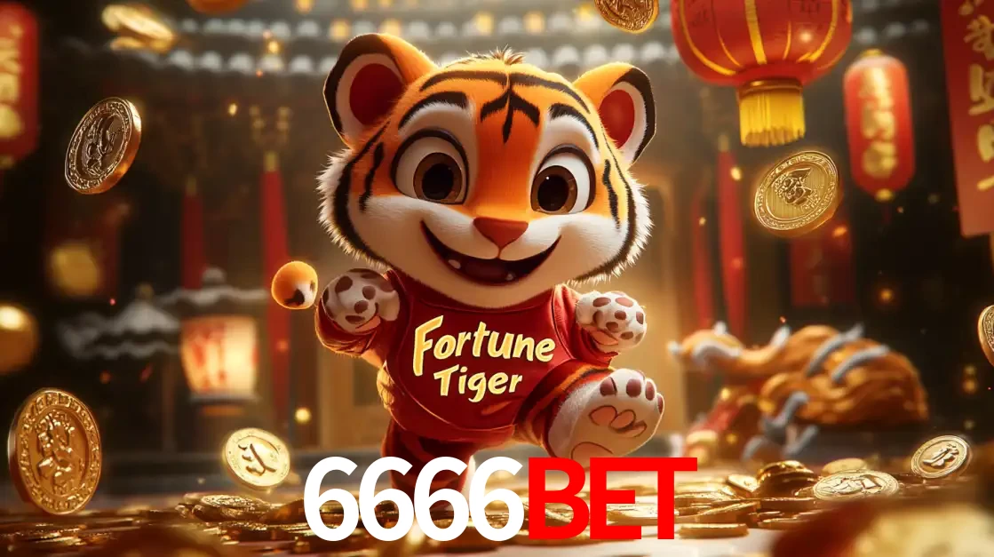 O alegre personagem do Fortune Tiger correndo sobre um caminho de moedas de ouro, simbolizando os grandes prêmios e a diversão do popular jogo de slot do 6666bet.